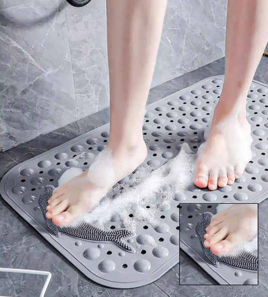 Anti-Slip Foot Scrubbing Shower Mat - Massage & Exfoliation for Clean, Relaxed Feet